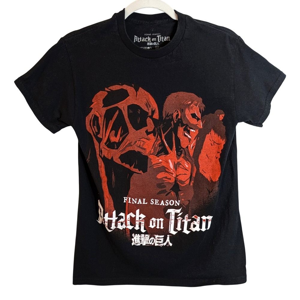 Attack on Titan Graphic T-Shirt Unisex Small Black Final Season Anime Manga Tee